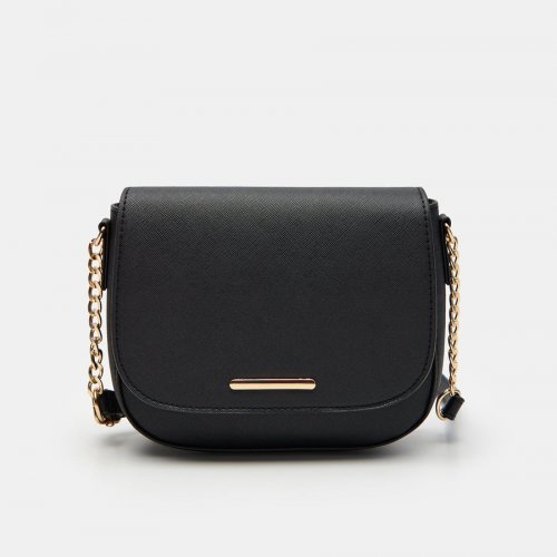 Kadın Siyah Kapaklı Zincir Çanta UCJM